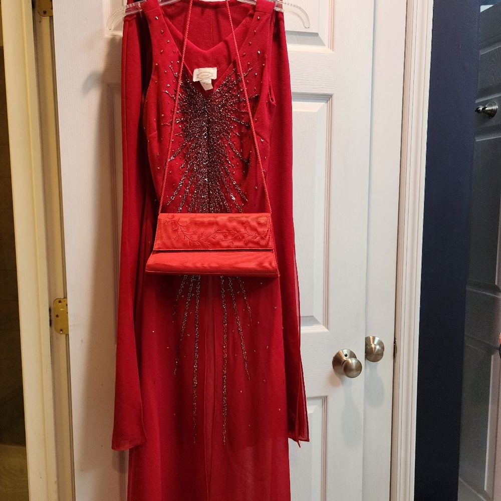 Red Pantsuit with matching purse